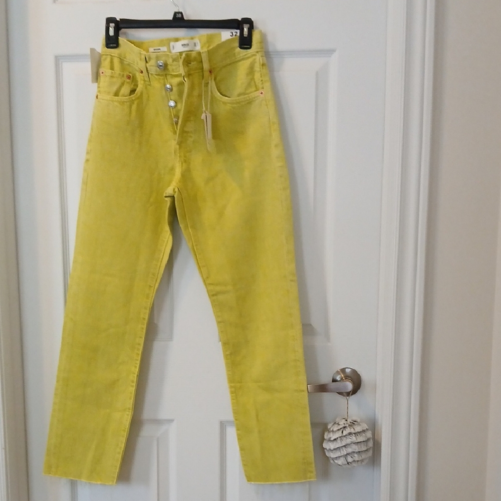 Mango High Rise Yellow Jeans NWT